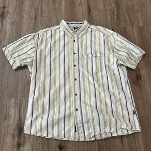 Kuhl Mens Short Sleeve Button Up Shirt Size XL White Hello & Black